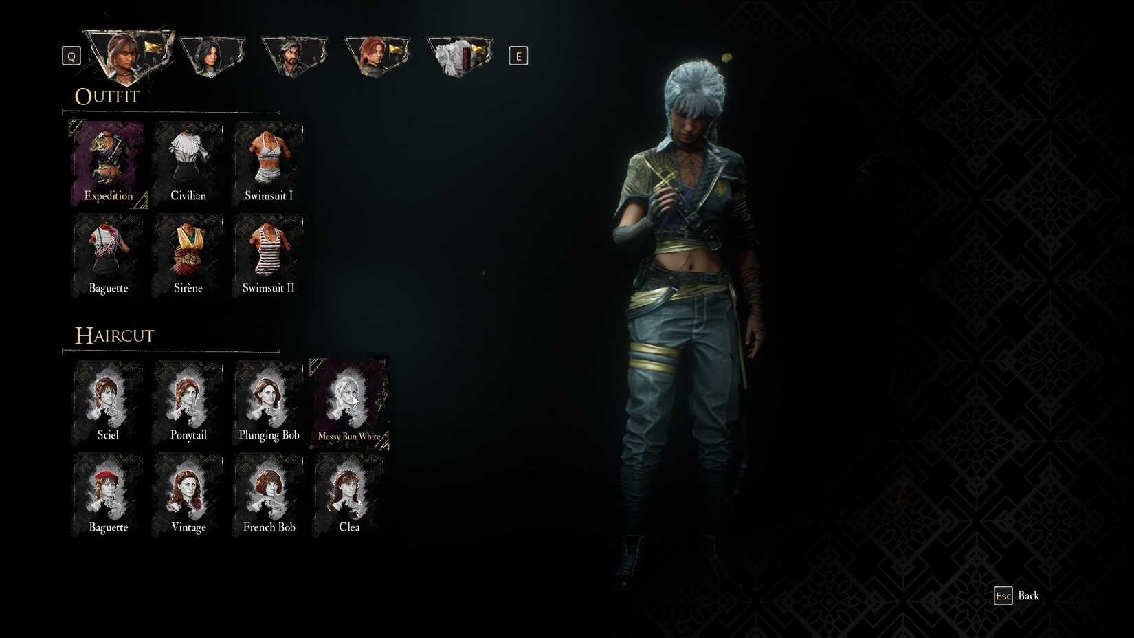 Haircut Messy Bun White untuk Sciel di Clair Obscur Expedition 33