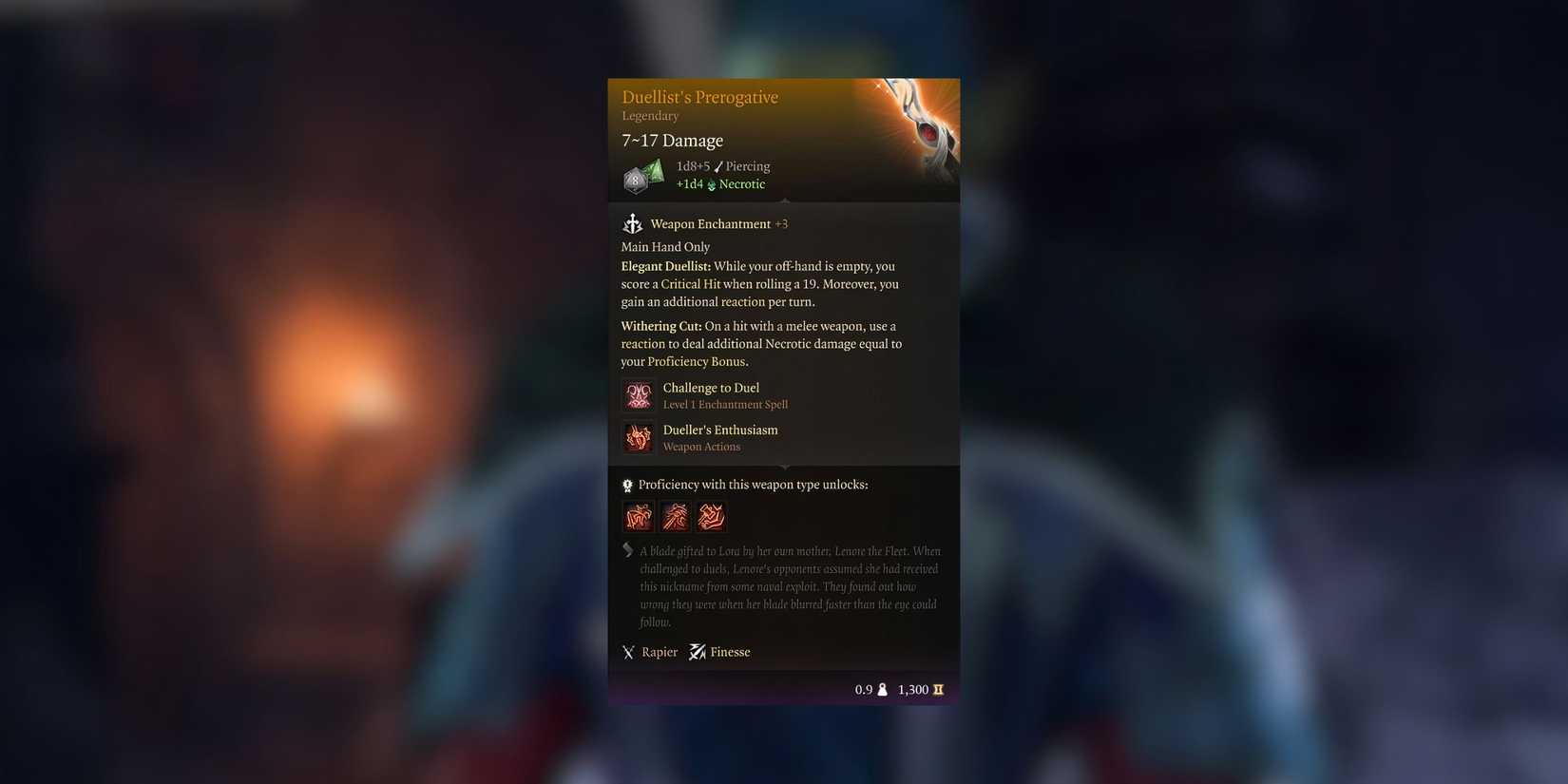 item description for Duellist's Prerogative in Baldur's Gate 3