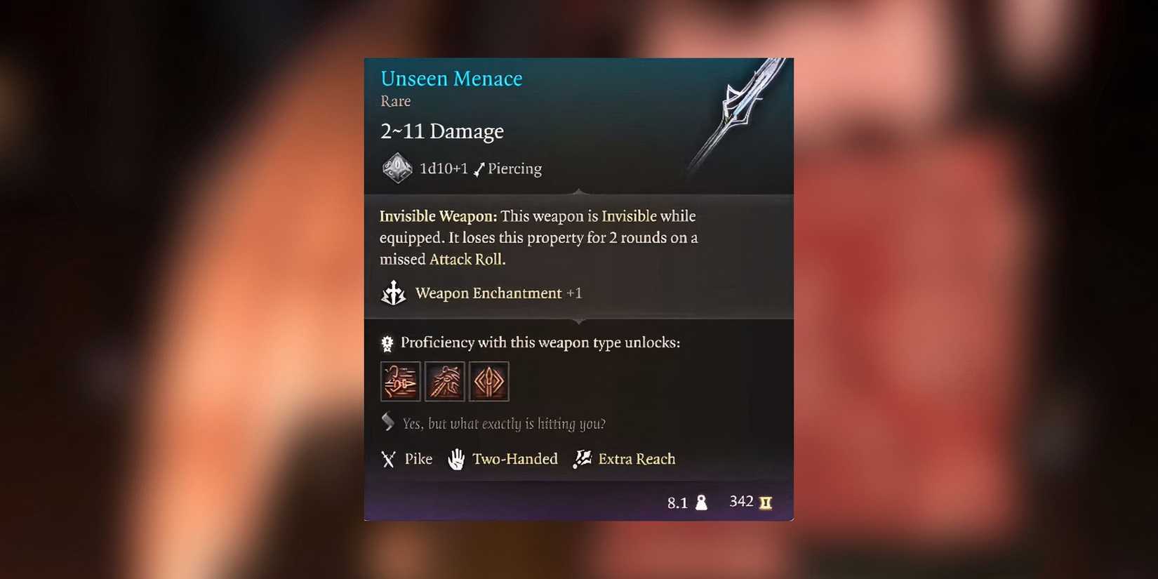 Item description for Unseen Menace in Baldur's Gate 3