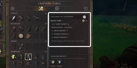 crafting leggings of lightness in runescape dragonwilds