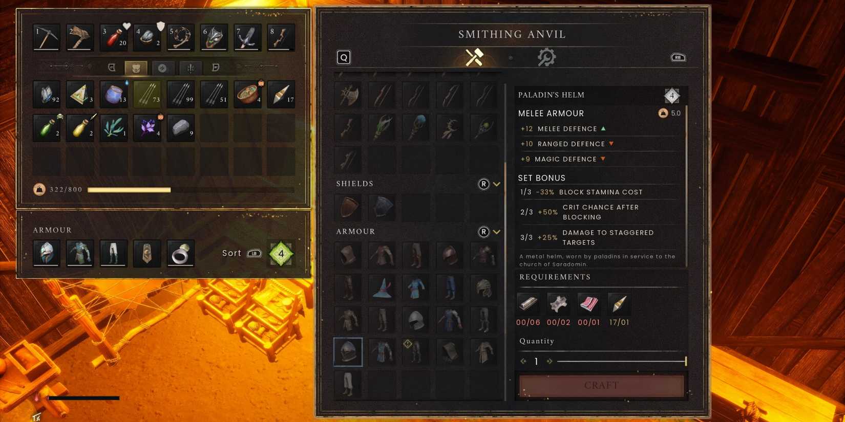 Crafting Paladin's Armor Set RuneScape Dragonwilds