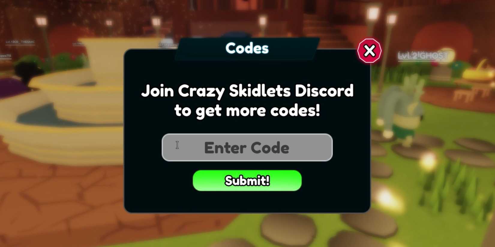 Crazy Skidlets the codes tab