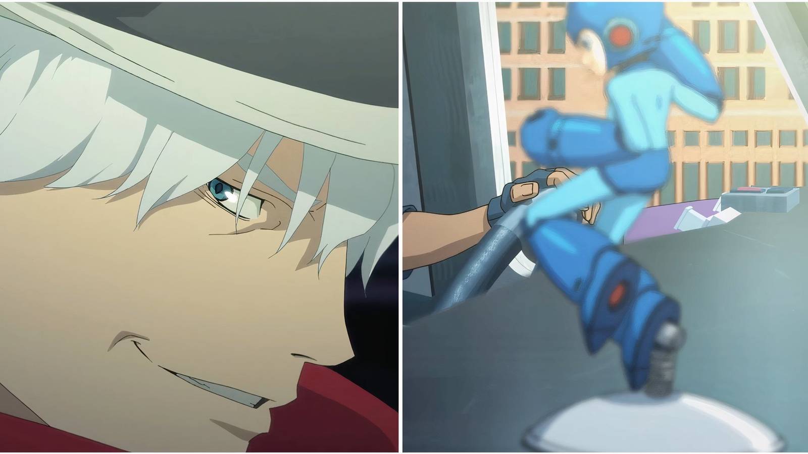 Dante in a hat and Mega Man on a dashboard in Netflix’s Devil May Cry