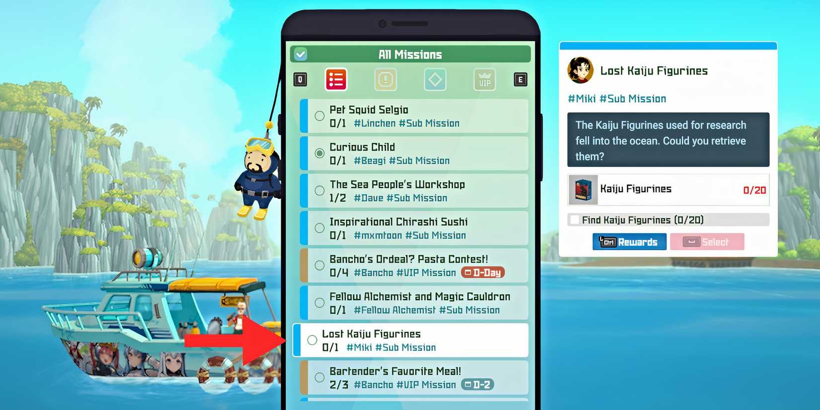 dave-the-diver-lost-kaiju-figurines-mission-phone