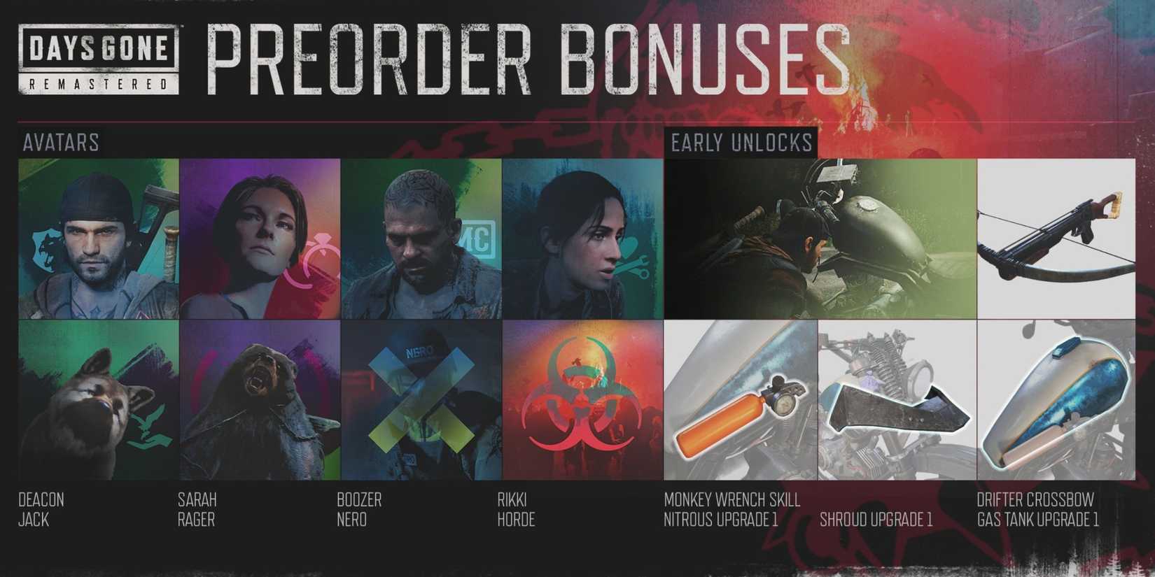 days gone remastered pre-order bonuses