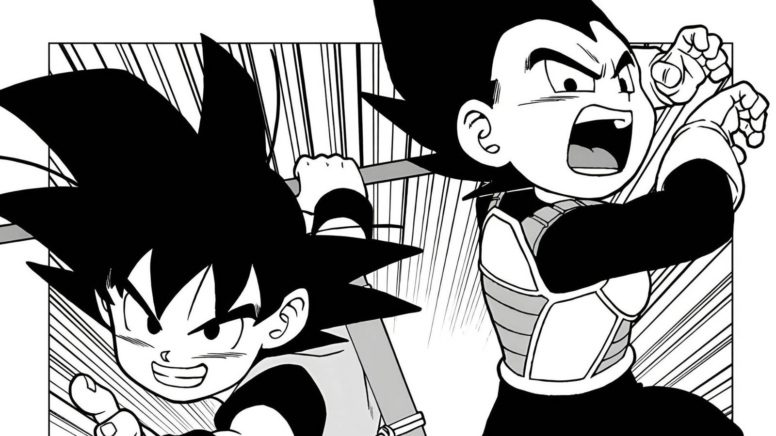 picture: vegeta and goku as kids in an illustration by toyotaro.