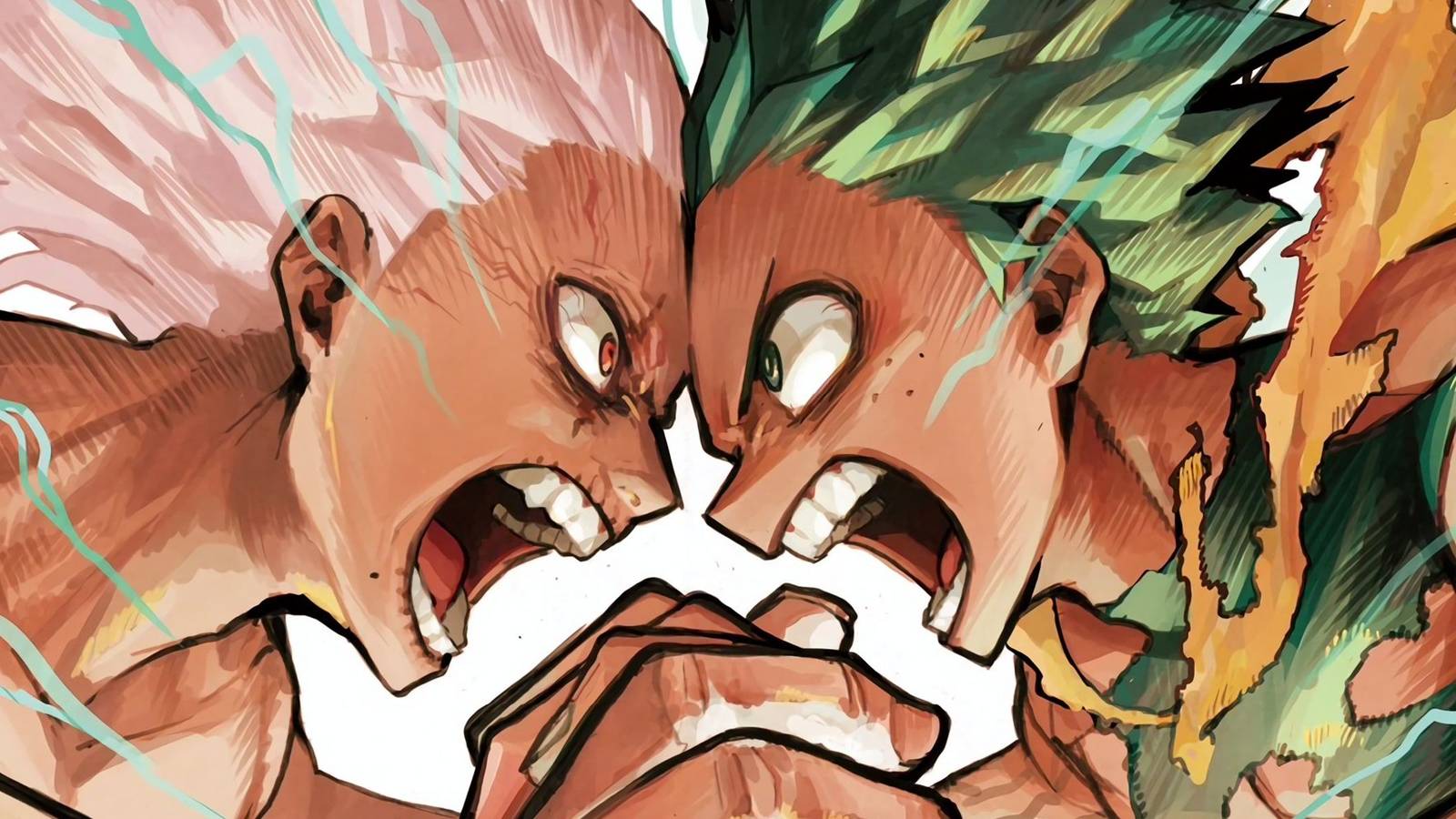 picture: shigaraki versus deku in the cover of my hero academia vol 21.