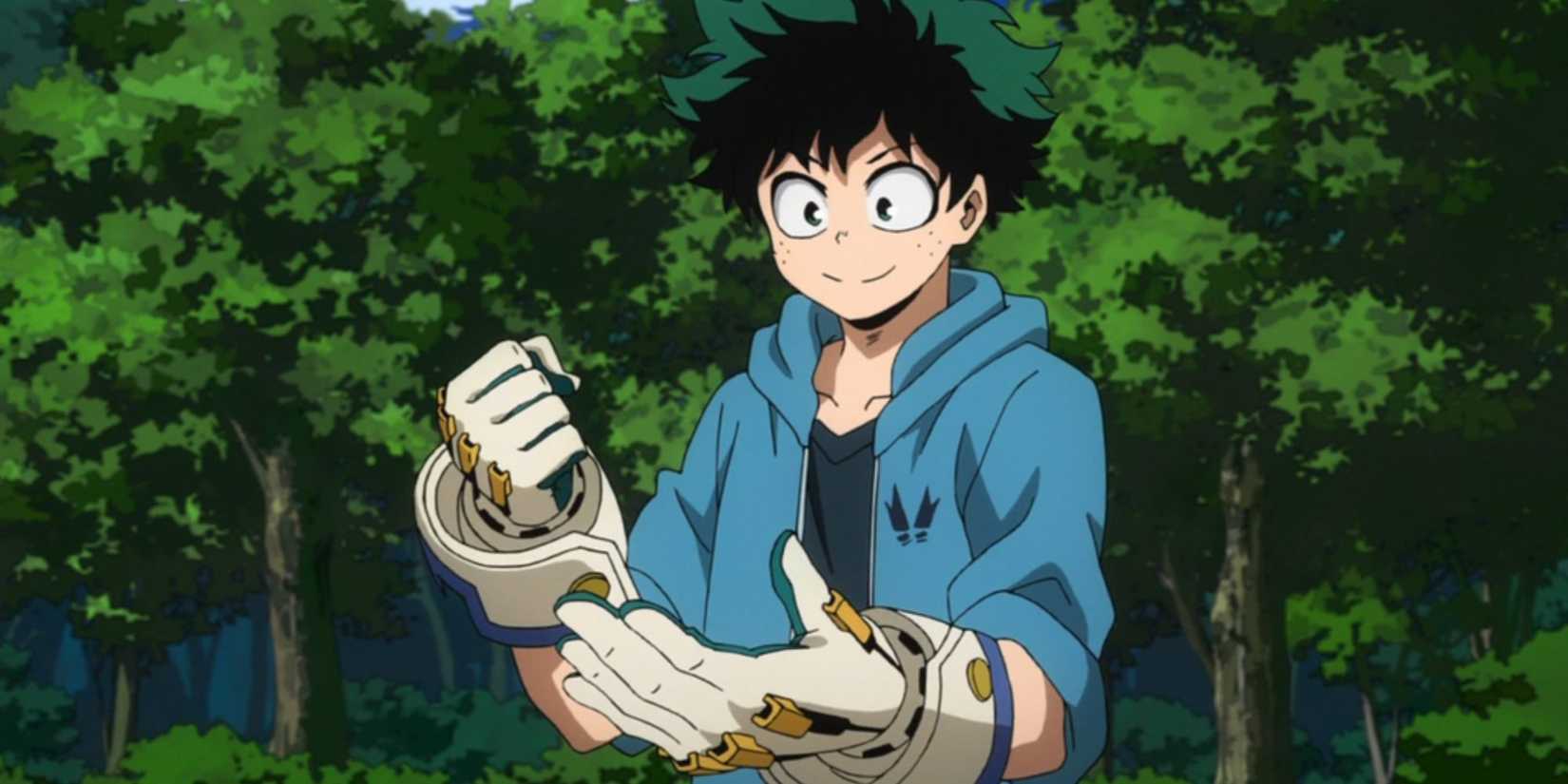 Deku with his Air Force Gloves in My Hero Academia.