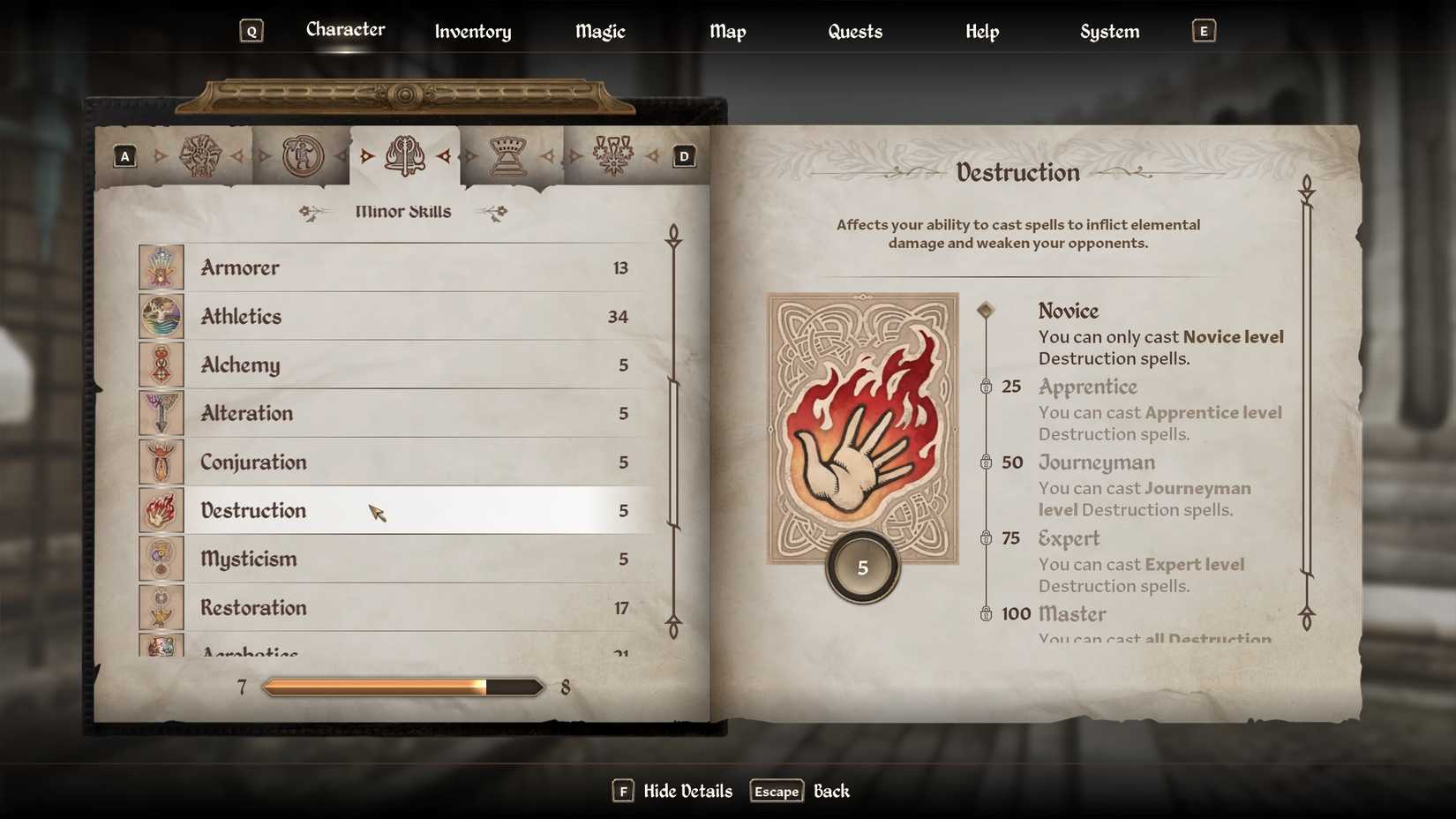 destruction minor skill