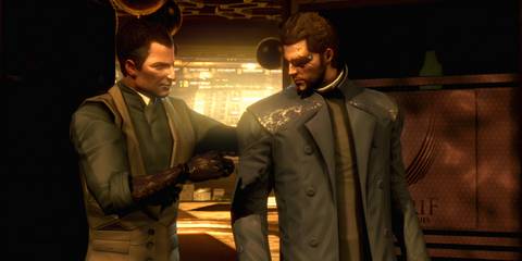 Adam Jensen meeting with Sarif in Deus Ex: Human Revolution