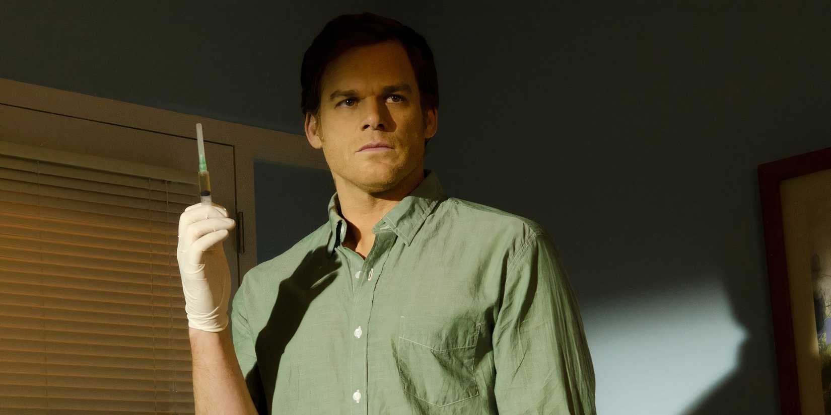Dexter holding his syringe 