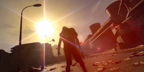 a suicider walking through a city