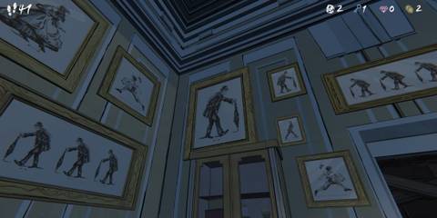 different paintings in the drawing room in blue prince 2