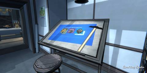 drafting studio desk in blue prince