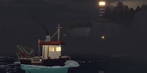 Dredge Fishing Boat Lighthouse