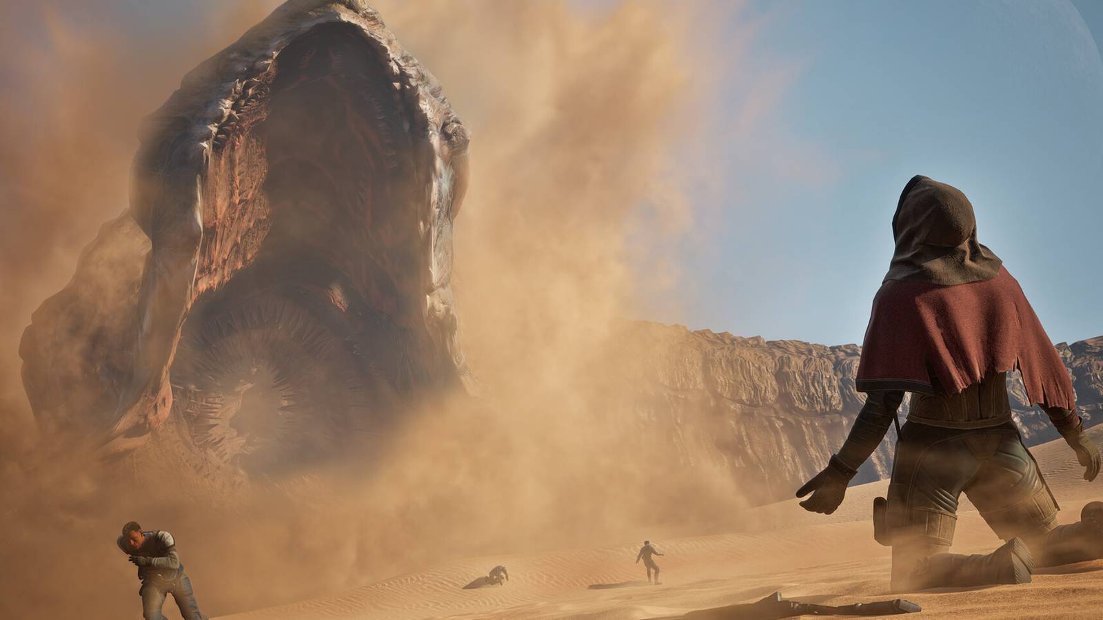 Dune Awakening sandworm emerging