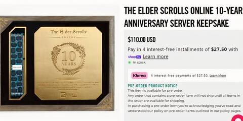 Elder Scrolls Online Celebrates Its 10th Anniversary with Unique Item for Sale