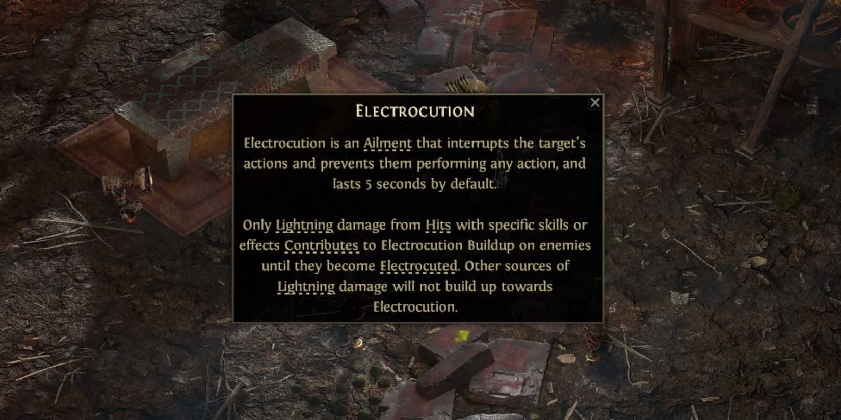electrocution in-game tooltip in path of exile 2