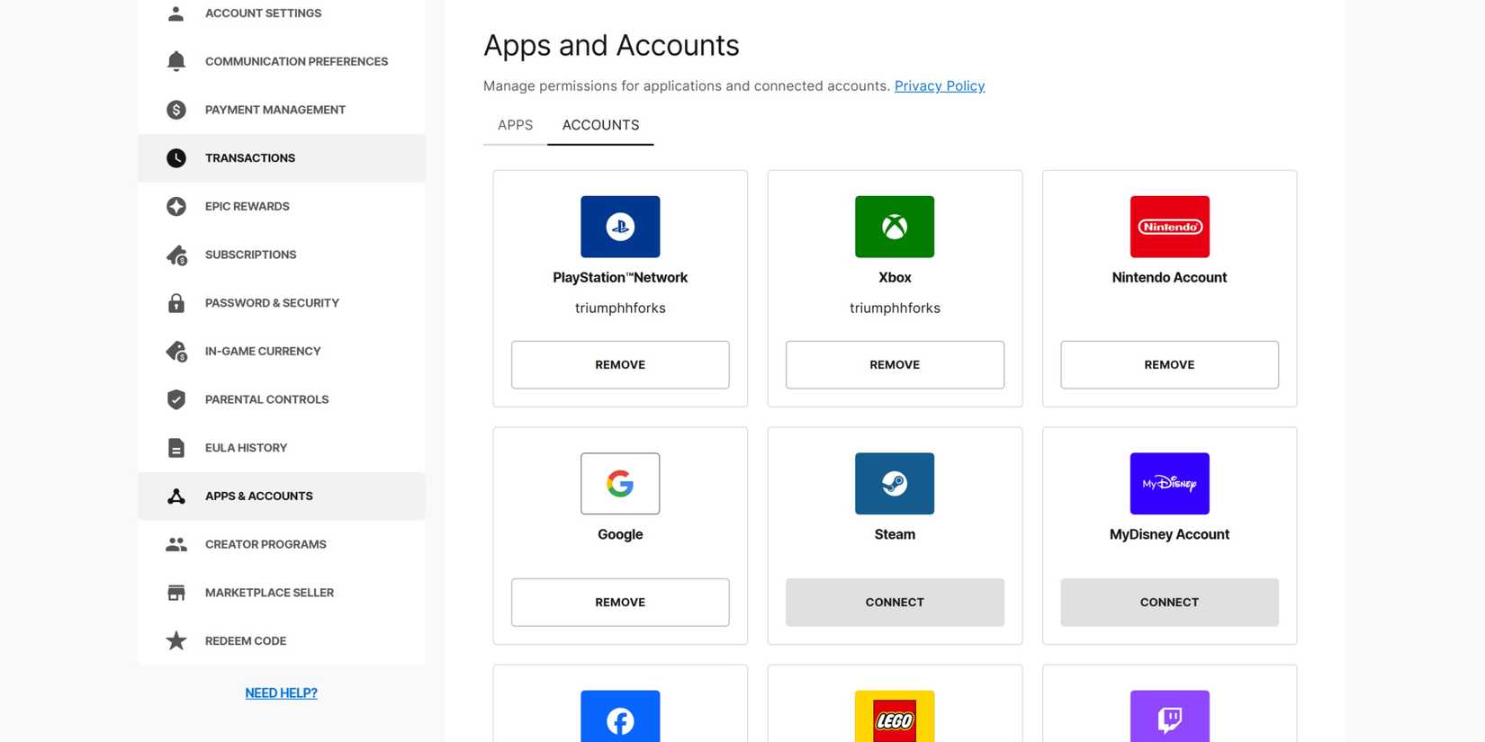 epic games mydisney account