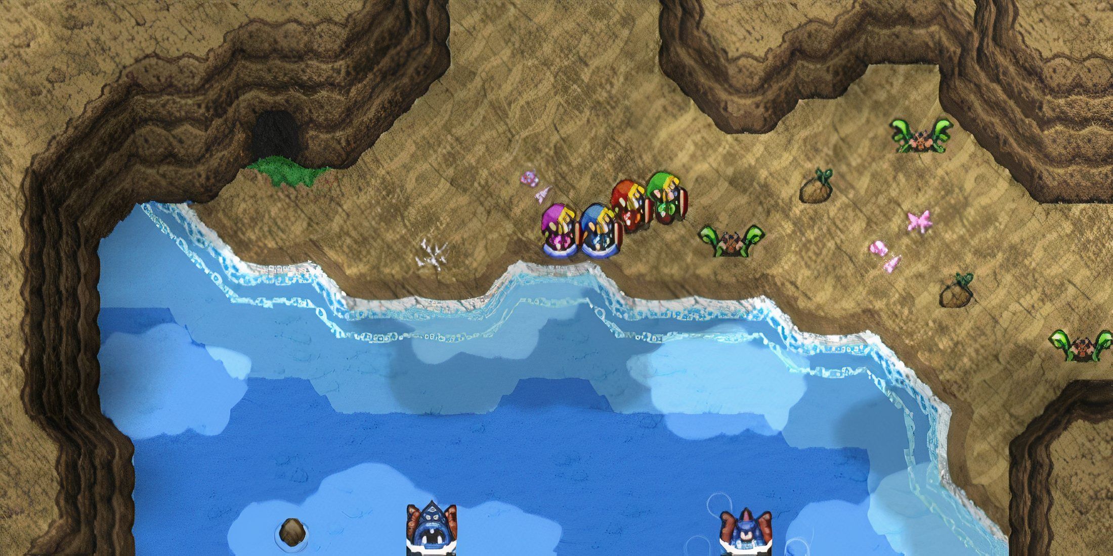 Exploring the shore in The Legend of Zelda Four Swords Adventures