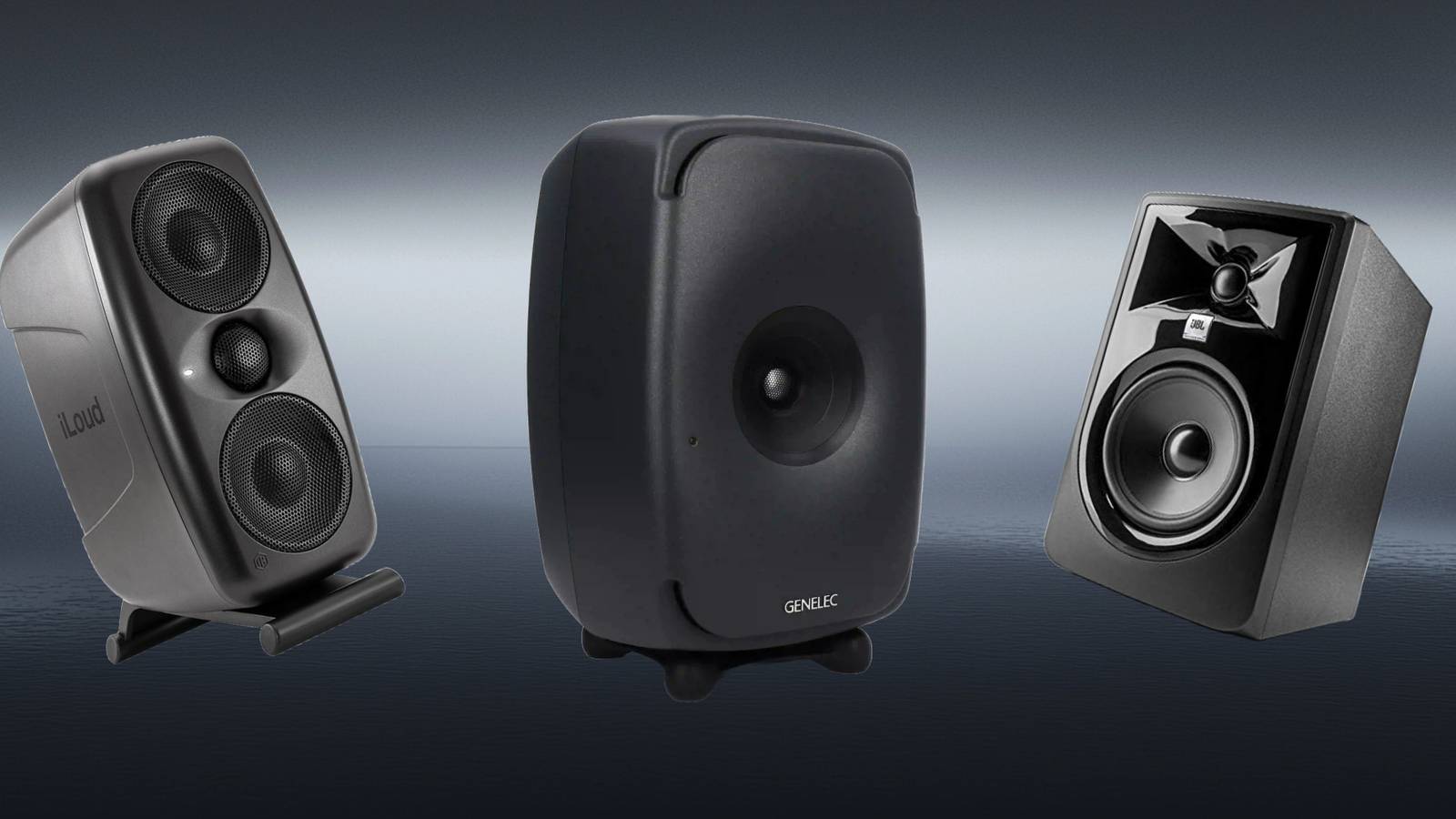 Black background with genelic and yamaha studio monitors on them