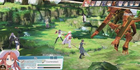 Fighting an enemy in Summon Night 6 Lost Borders