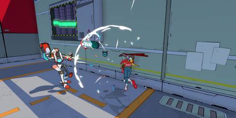 Fighting enemies in Hi-Fi Rush