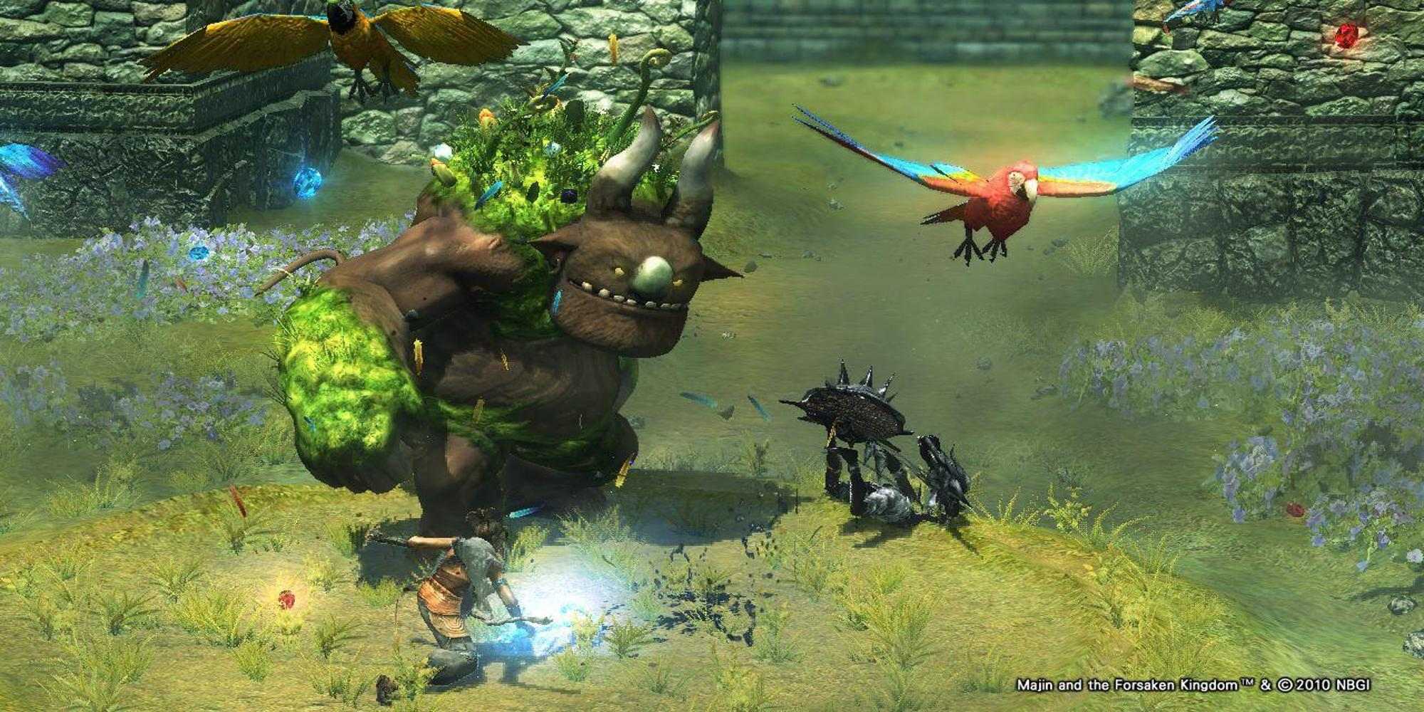 Fighting enemies in Majin and the Forsaken Kingdom