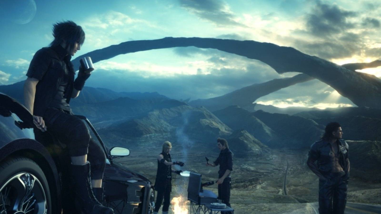 Final Fantasy 15 the Party relaxing