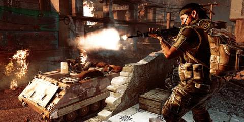 Firing a gun at enemies in Call of Duty Black Ops