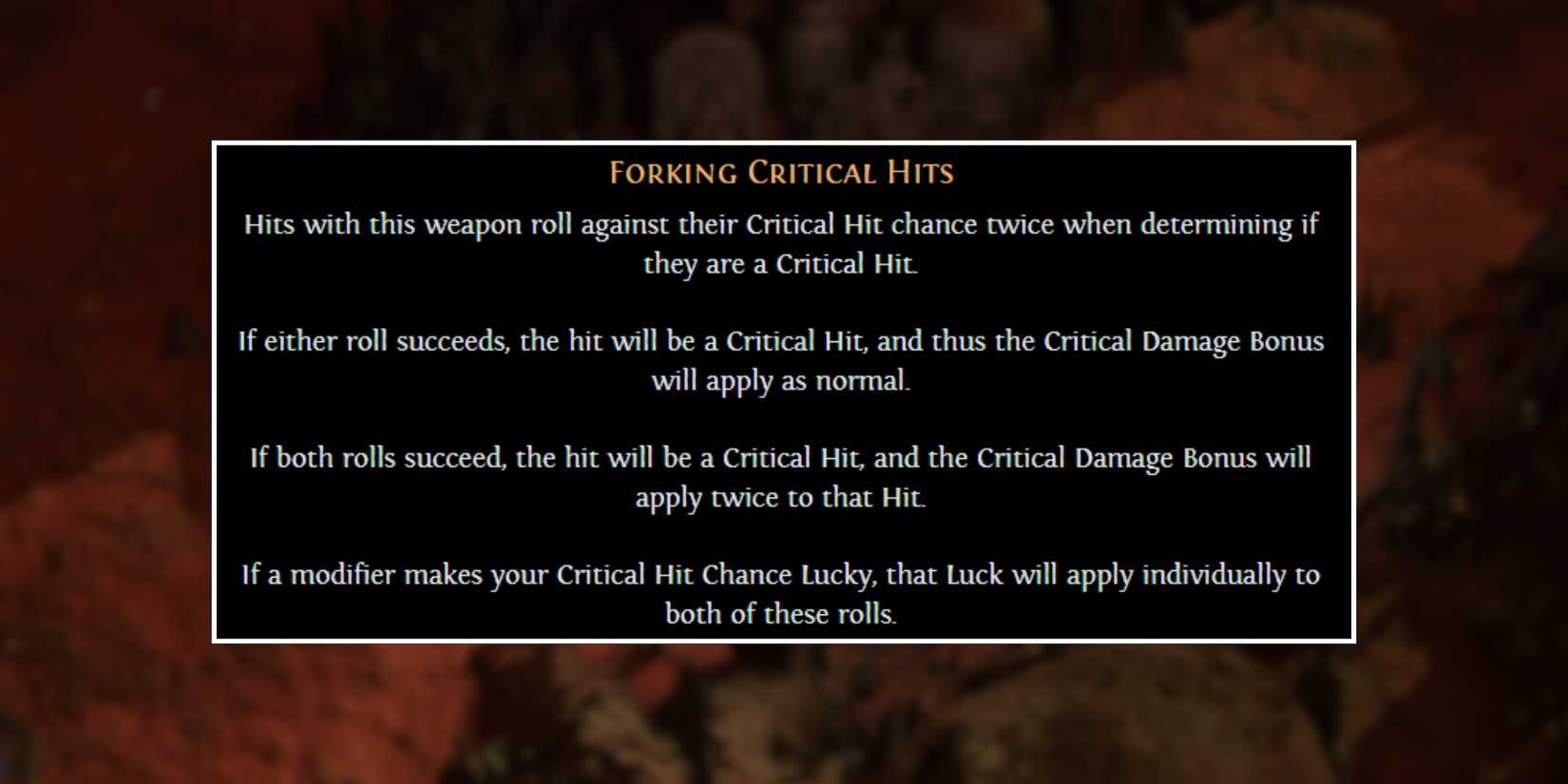 forking critical hits description in path of exile 2