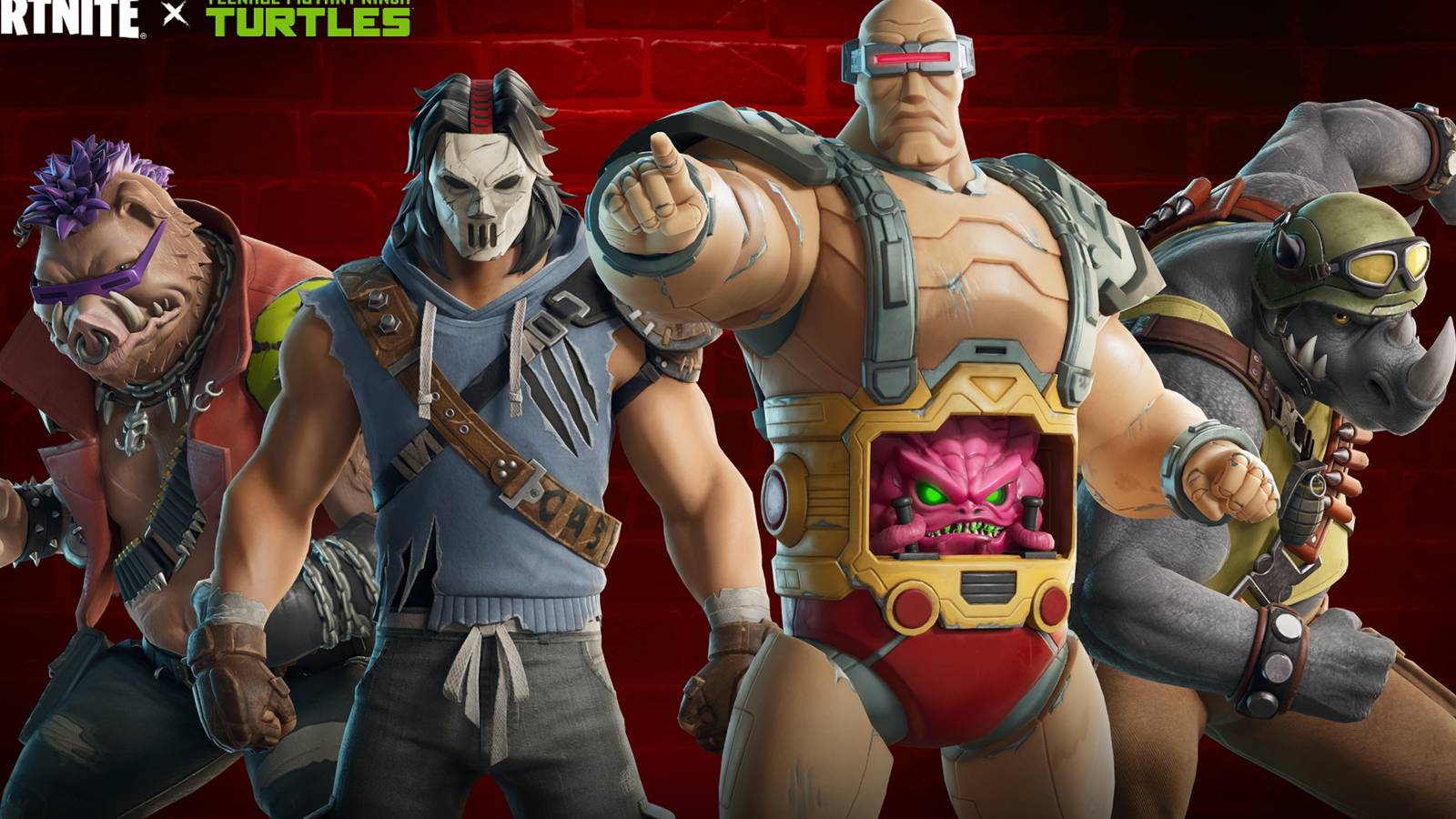 fortnite x tmnt (bebop, casey jones, krang, rocksteady)