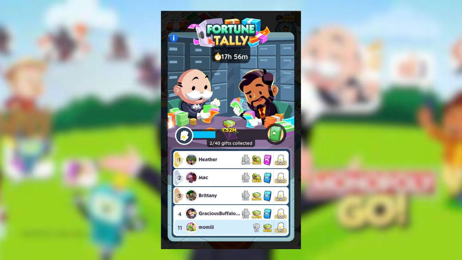 fortune tally monopoly go