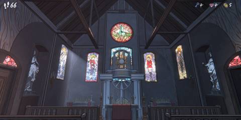 front view of the chapel mosaics in blue prince