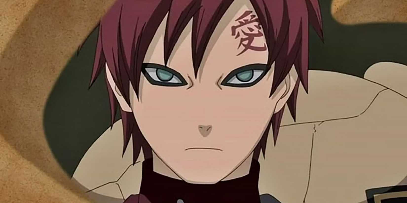 Gaara in Naruto looks at the viewer.