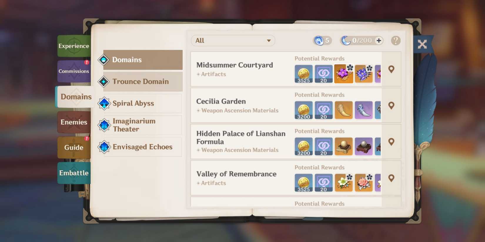 Genshin Impact-Fight Domains And Bosses