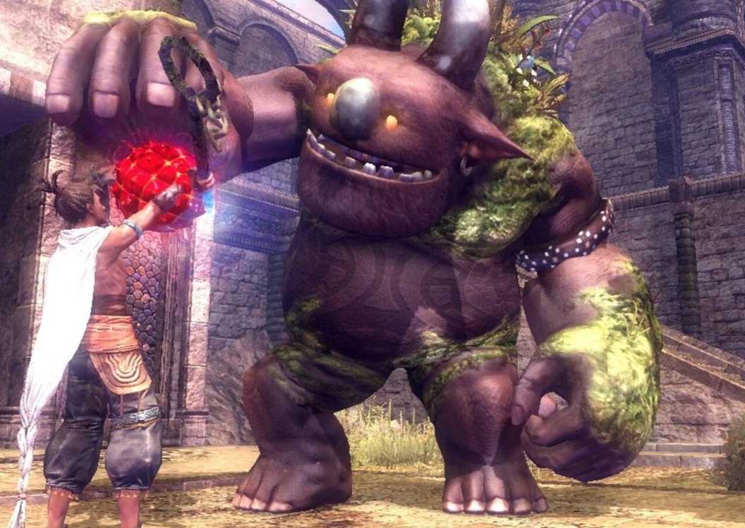 Giving Majin a red orb in Majin and the Forsaken Kingdom