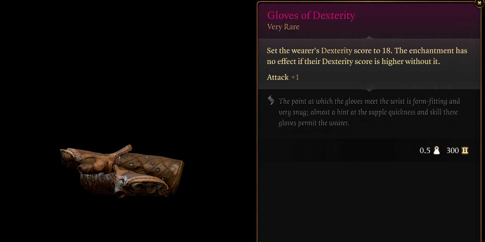 Gloves of Dexterity description Baldur's Gate 3