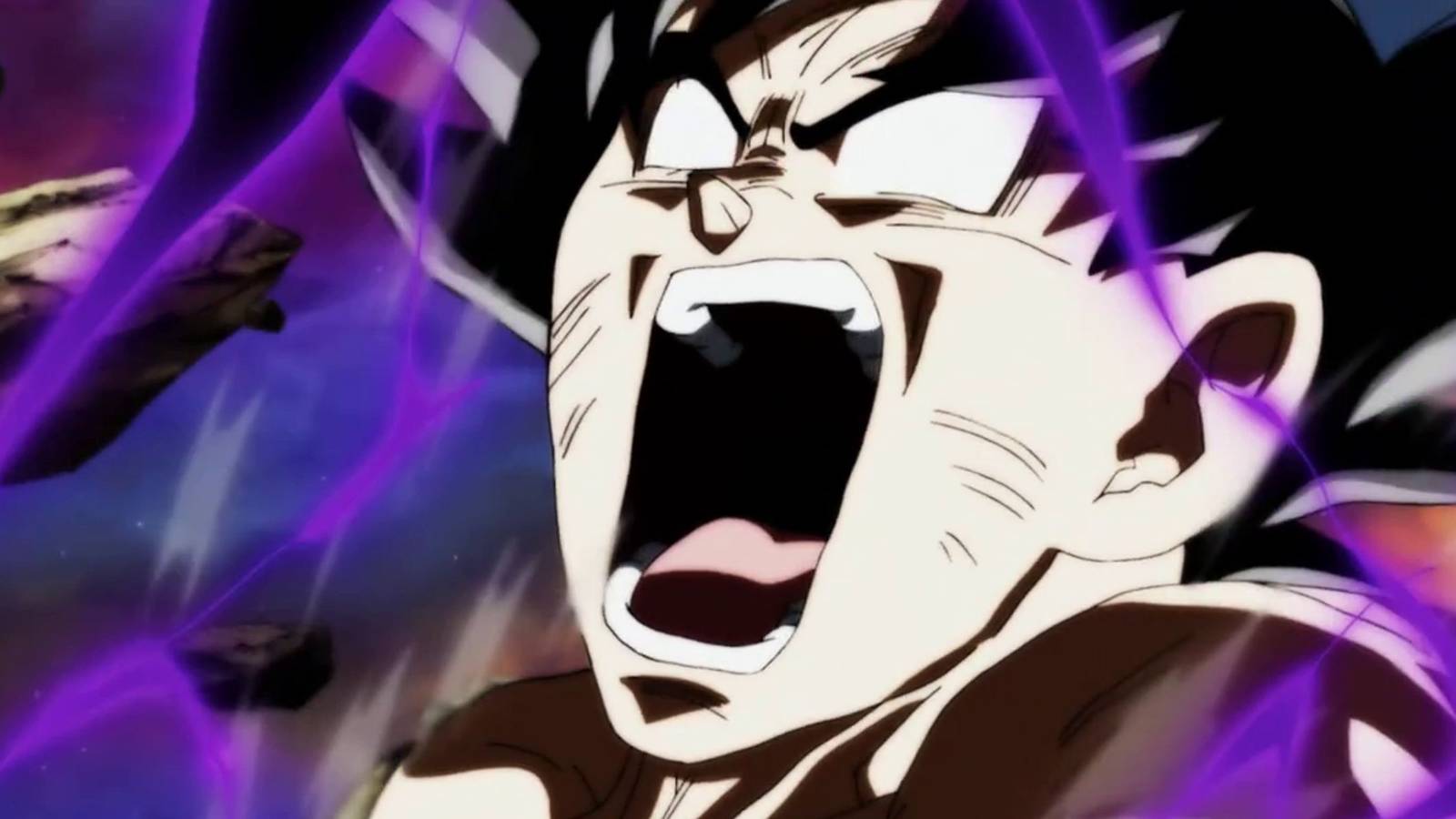 picture: goku suffering in ultra instinct sign form.