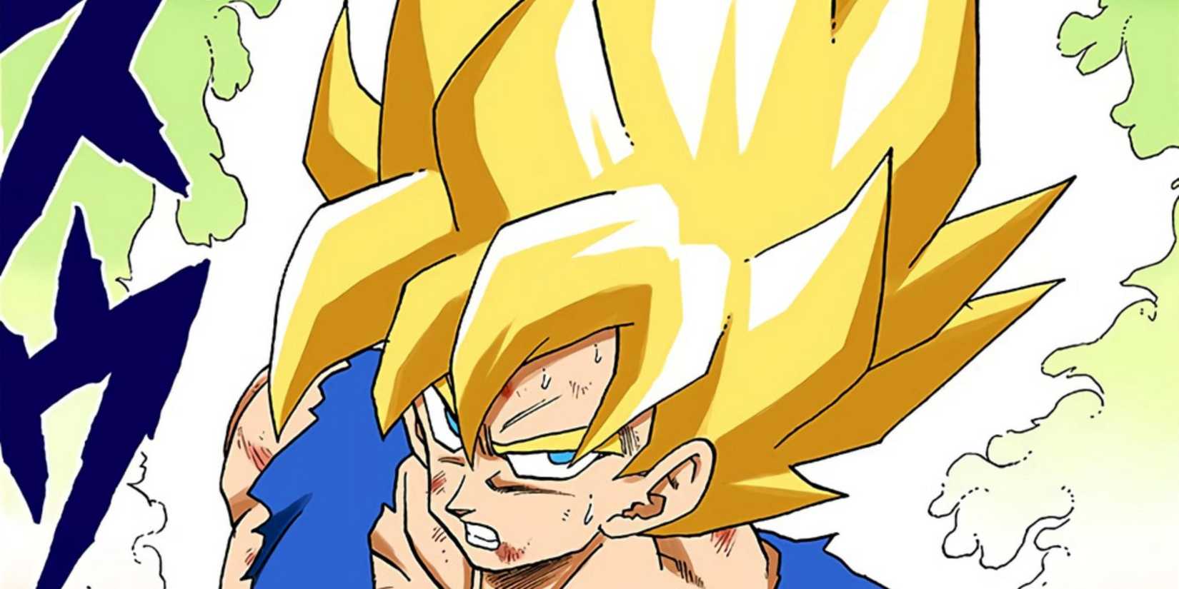 Dragon Ball Z Goku unleashes his Super Saiyan form.