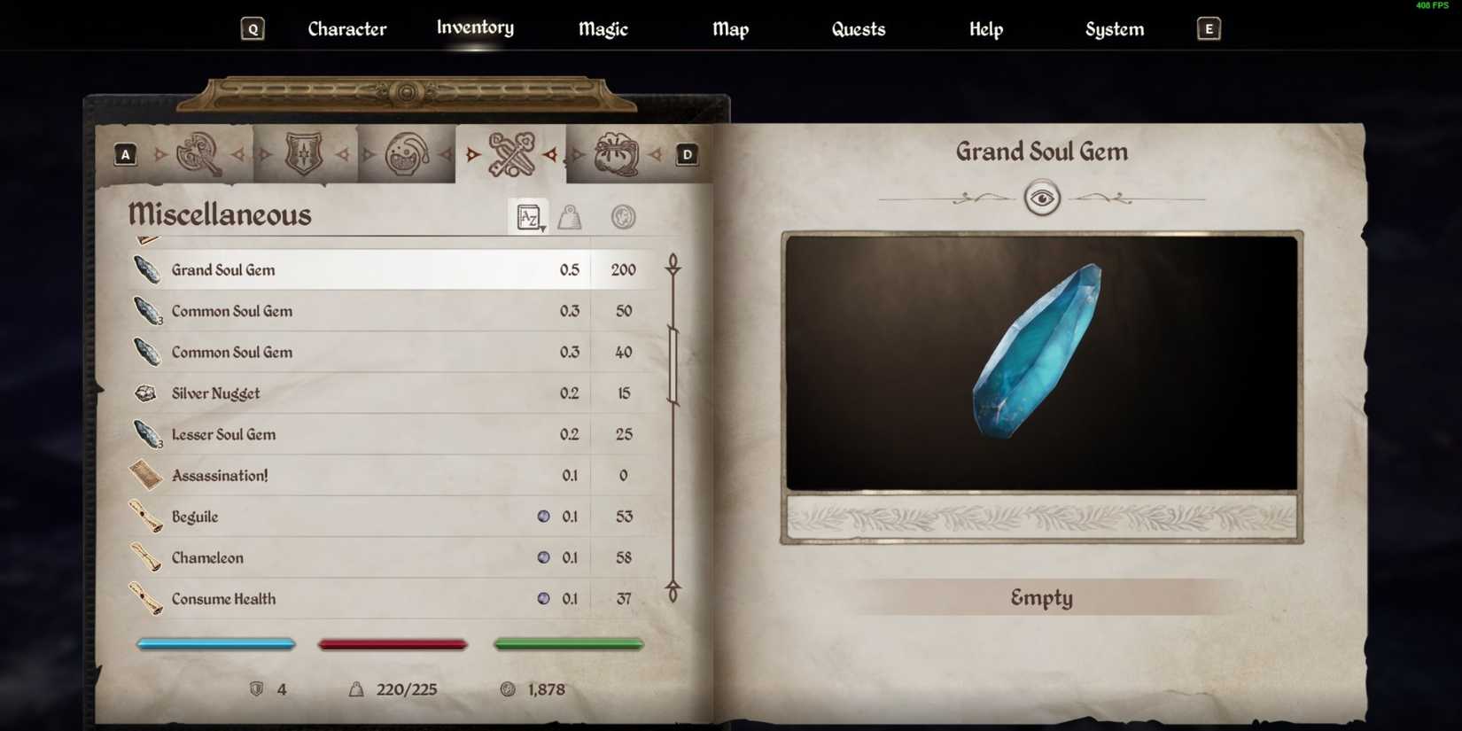 grand soul gem in inventory in The Elder Scrolls 4 oblivion remastered