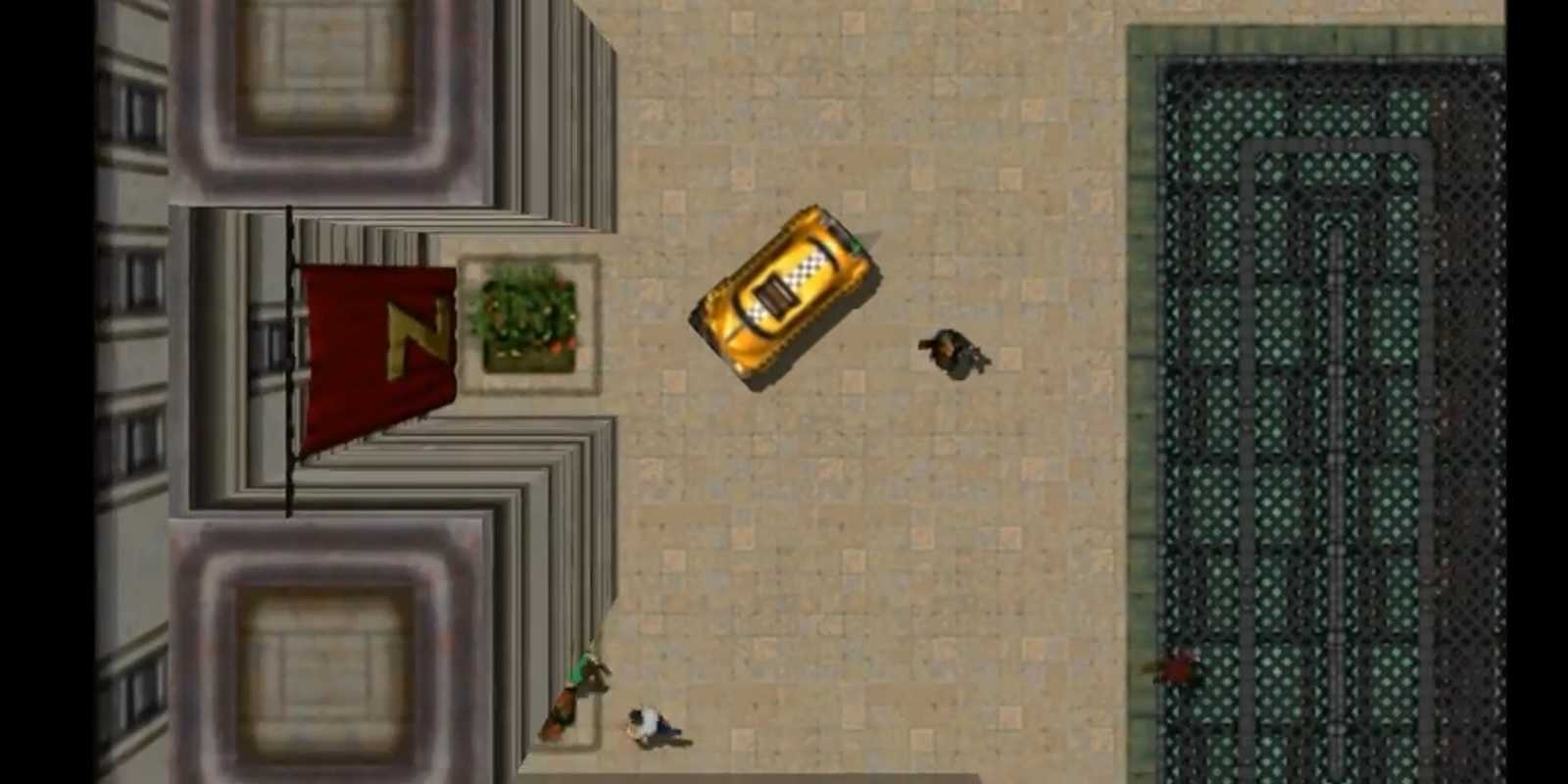 Grand Theft Auto 2 outside a gang HQ