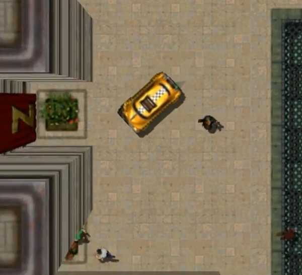 Grand Theft Auto 2 outside a gang HQ