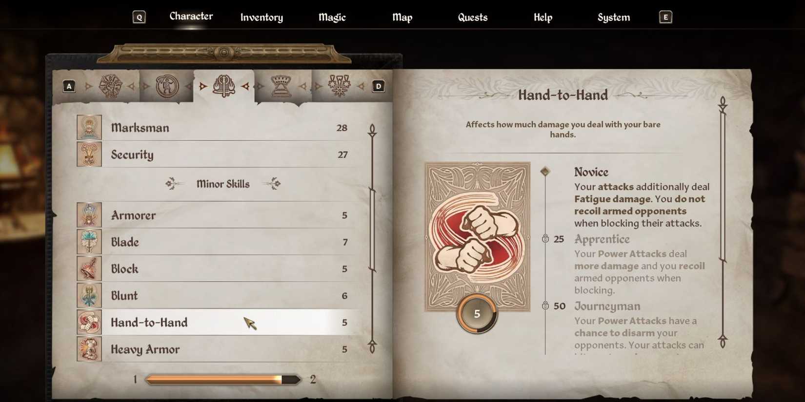 Hand-to-Hand Skill The Elder Scrolls IV Oblivion Remaster 