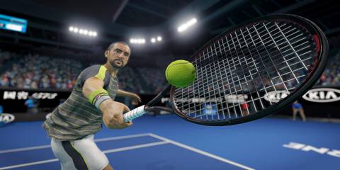 Hitting a shot in AO Tennis 2