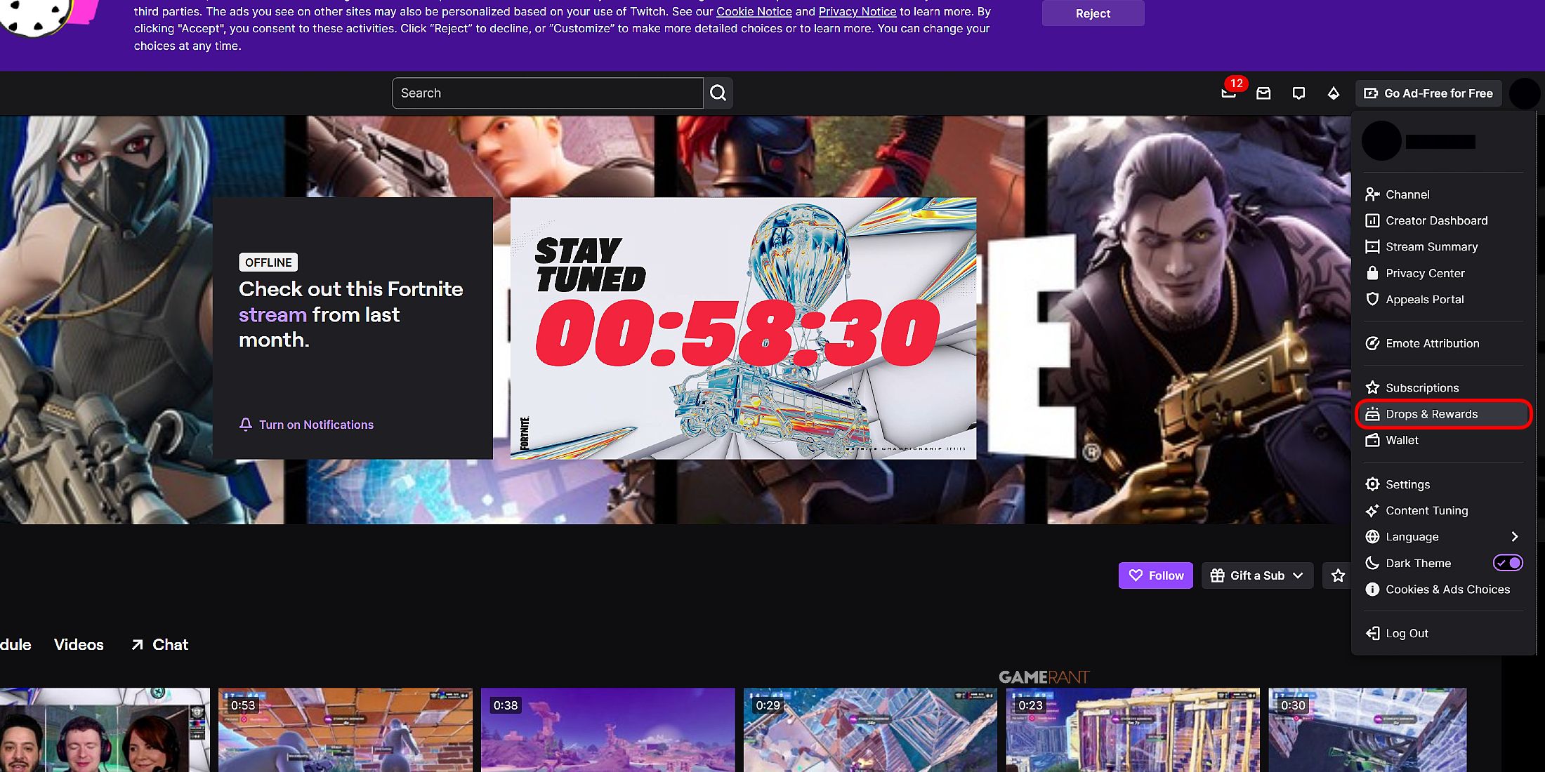 How to claim twitch drop in Fortnite