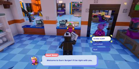 how to get hired at Durrr Burger in LEGO Fortnite Brick Life
