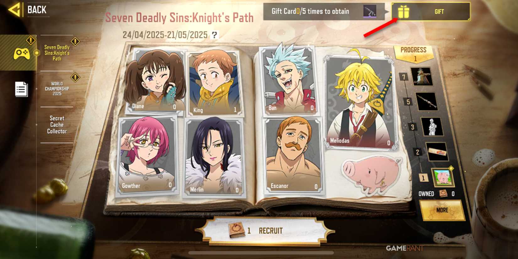 how to Gift Member Cards in the Seven Deadly Sins Knight's Path event in COD Mobile
