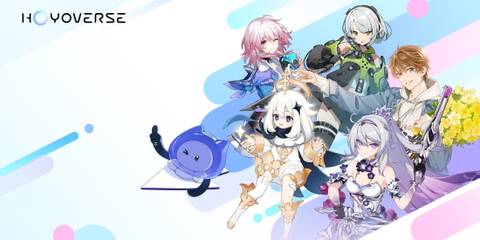 A promotional visual from HoYoverse showing several of the developer's games.