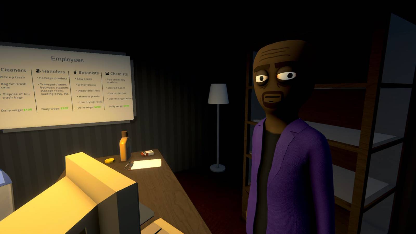 Manny in his office in Schedule 1